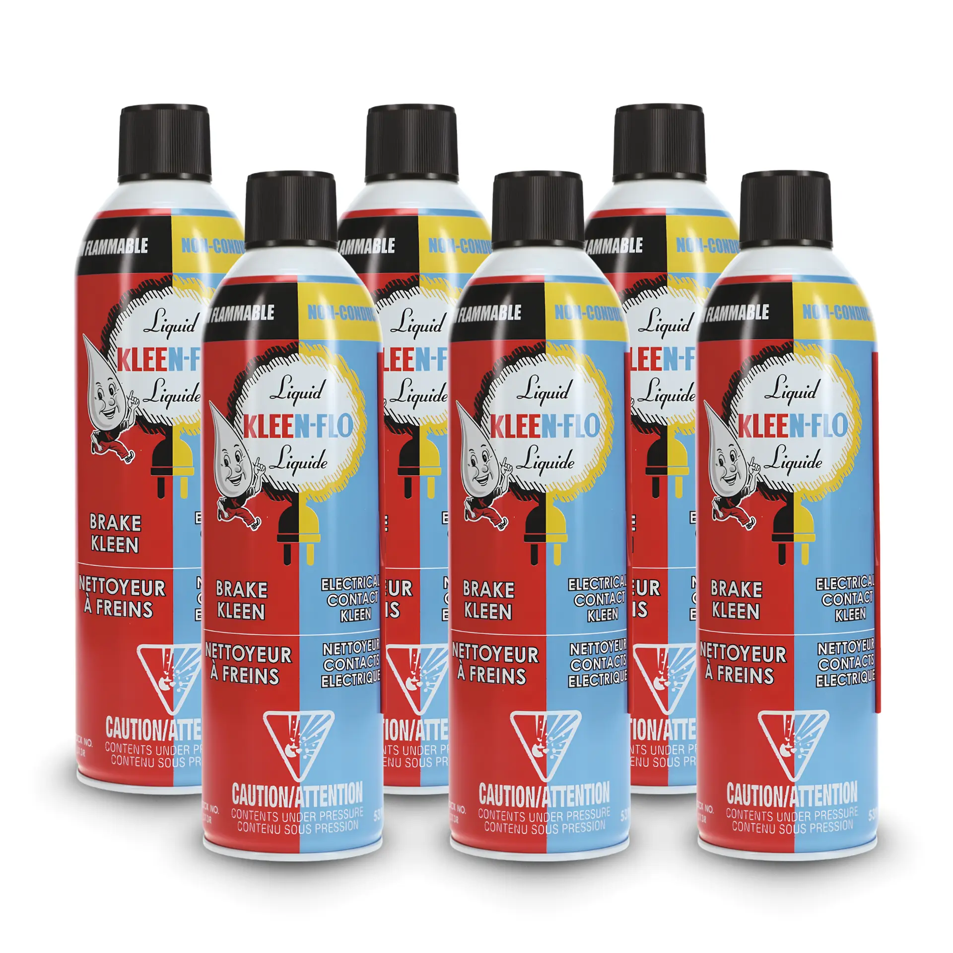 Kleen-Flo 313R Non-Flammable Brake and Parts Kleen | Non-Conductive Low-Odor Degreaser | Fast-Drying Formula for Rotors, Drums, Air Brakes, and Electrical Parts (539g) (PACK of 6)