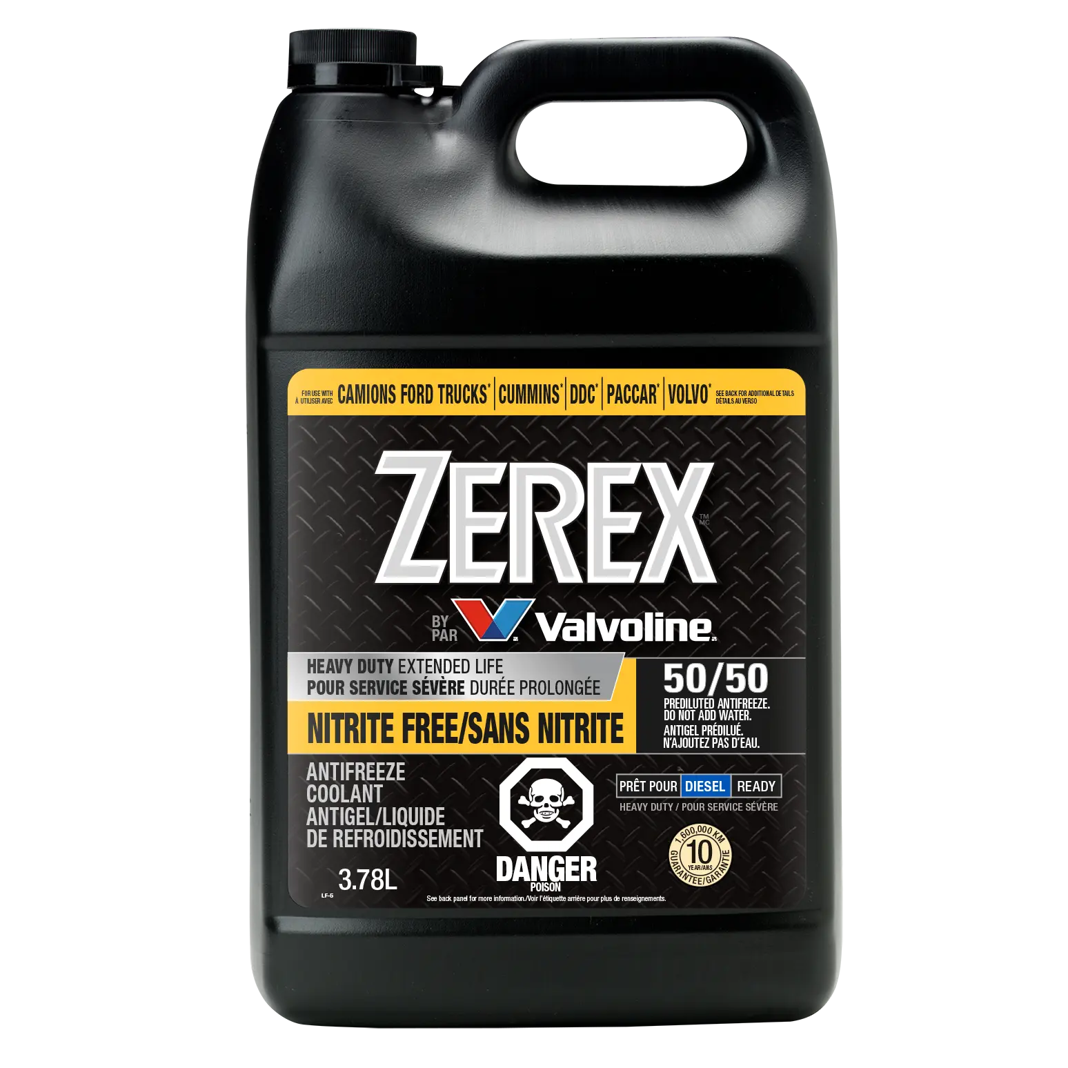 Zerex Heavy Duty Nitrite Free Extended Life Ready to Use (Yellow), 3.78 L