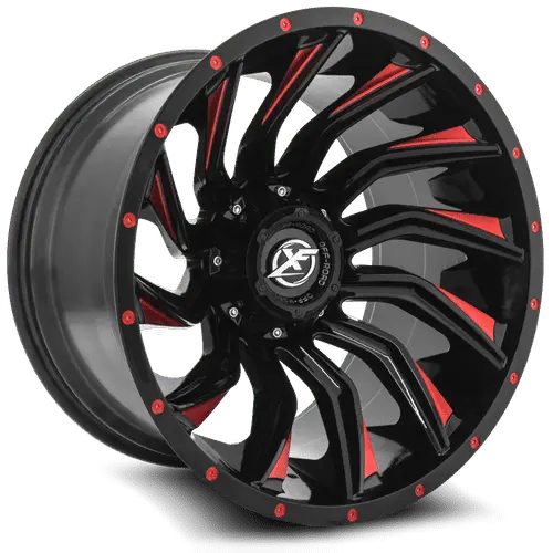 XF Off-Road XF-224 20X9 8X165.1 / 8X170 ET 12mm Gloss Black Milled Red