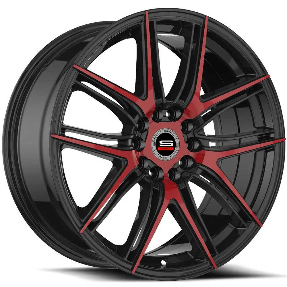 SPEC-1 Wheels SP-56 18X8 4X100 / 4X114.3 ET 38mm Gloss Black & Red Machined