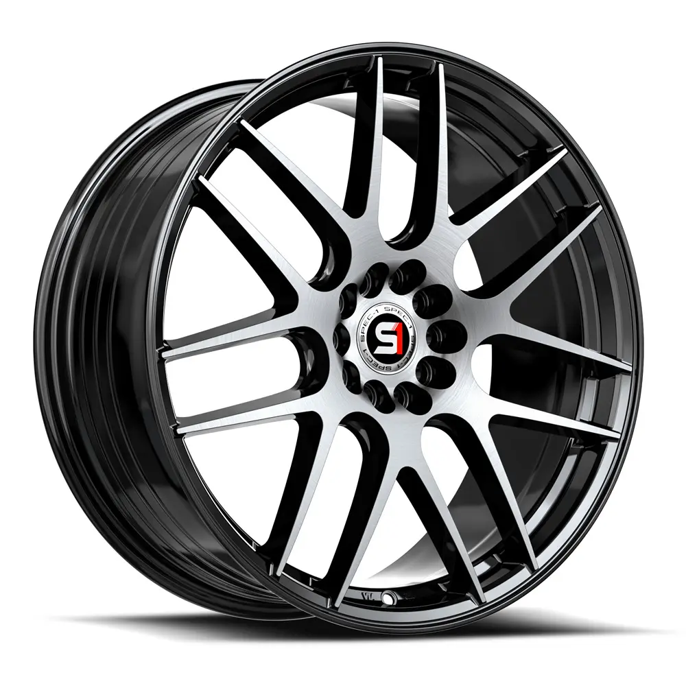 SPEC-1 Wheels SP-65 17X8 5X112 / 5X114.3 ET 42mm Gloss Black & Machined