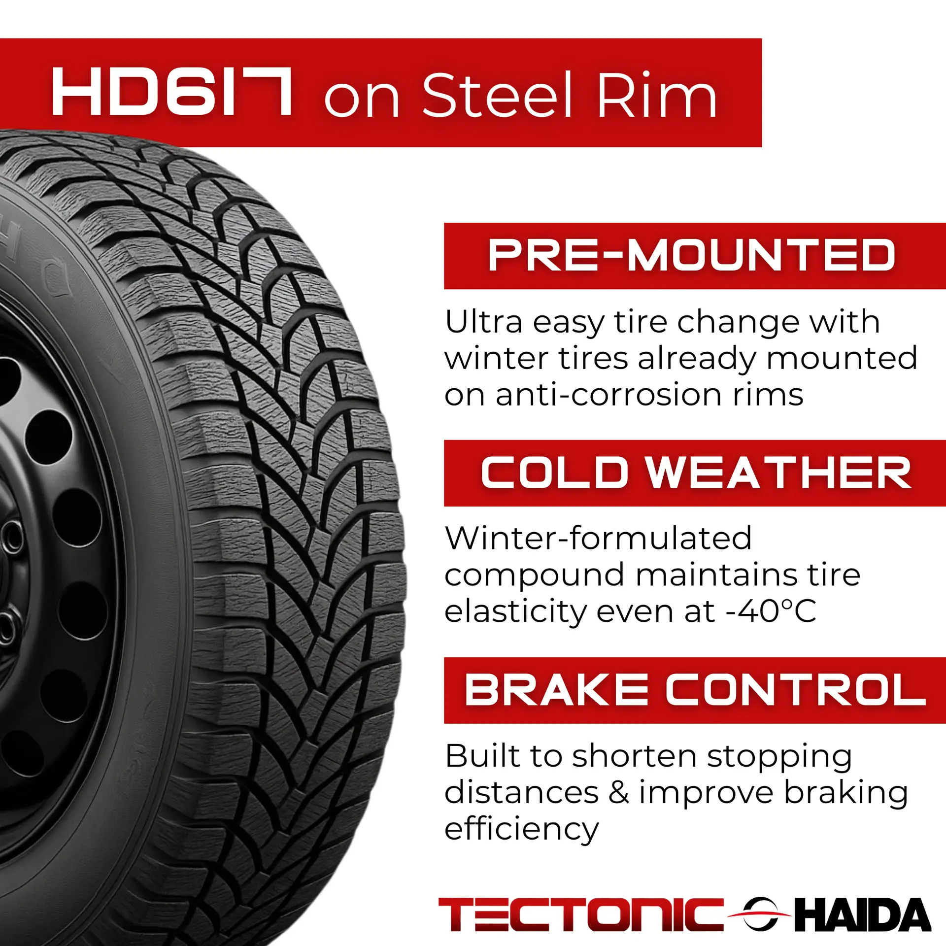 215/50R17 Tectonic Winter Tire & Steel Wheel Bundle for 2001-2003 Acura CL (Type-S) miniature 4