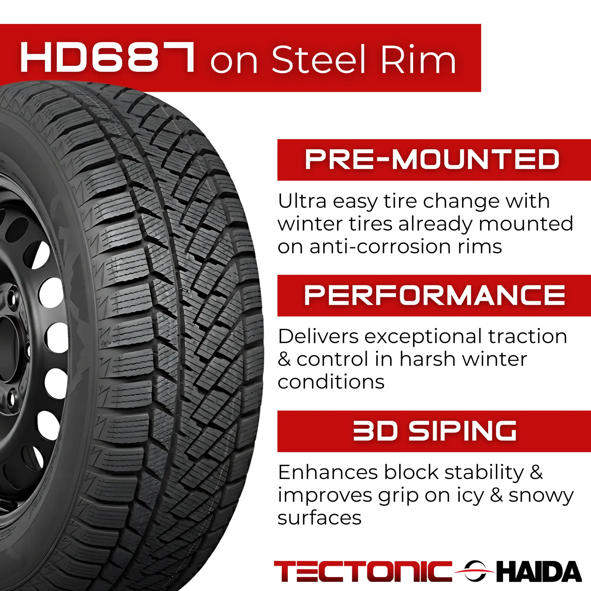 215/55R17 Tectonic Winter Tire & Steel Wheel Bundle for 2021-2026 Kia Seltos thumbnail 3