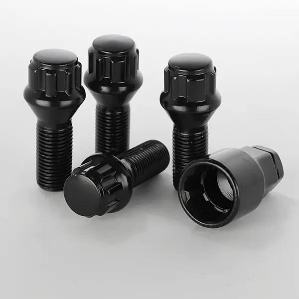 Krypton Lug Bolt M12x1.5 60° Conical Acorn 28mm Shank Wheel Lock Black