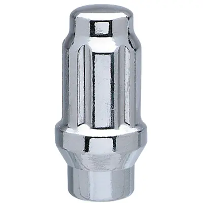 Krypton Lug Nut 7/16"-20 60° Conical Spline Extended Thread 6-Spline Chrome