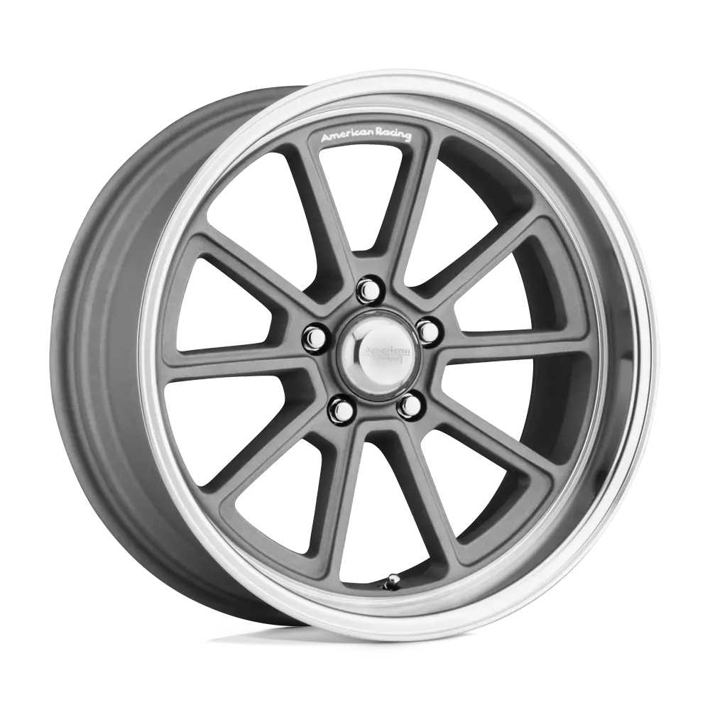American Racing VN510 Draft 18X10 5X120.65  12mm Vintage Silver Diamond Cut Lip - main product image
