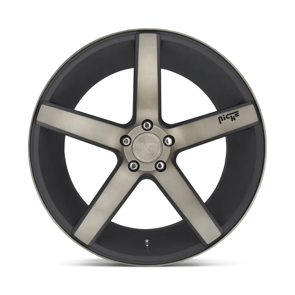 Niche M134 Milan 20X8.5 5X114.3 ET 35mm Matte Black Machined With Double Dark Tint miniature 2