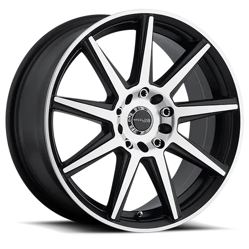 Raceline Storm 144M 18X7.5 5X112 / 5X120 ET 42mm Machined Spoke-Machined Outer Lip Satin Black