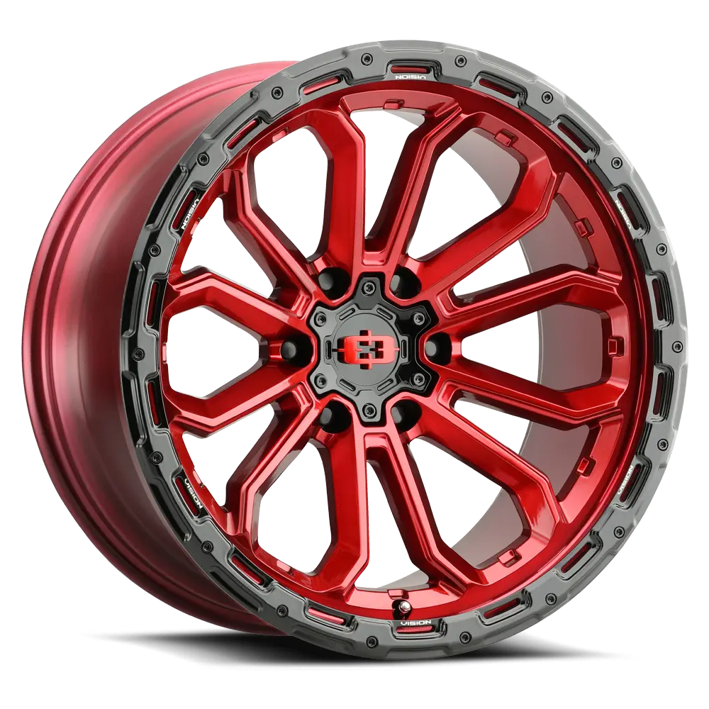 Vision 405 Korupt 16X8 5X139.7 ET 0mm Gloss Red with Gloss Black Lip