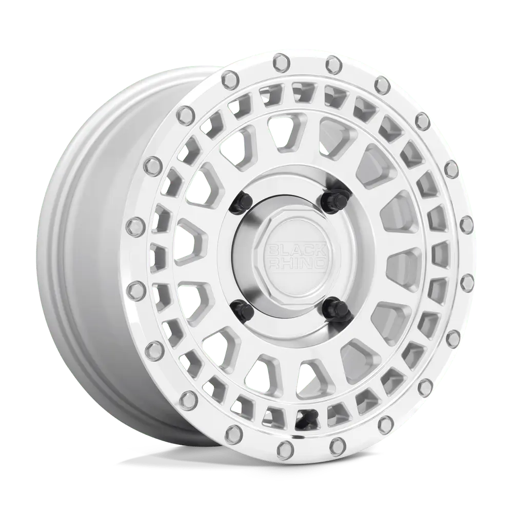 Black Rhino Parker Utv 14X7 4X110 ET 36mm Silver With Mirror Cut Face