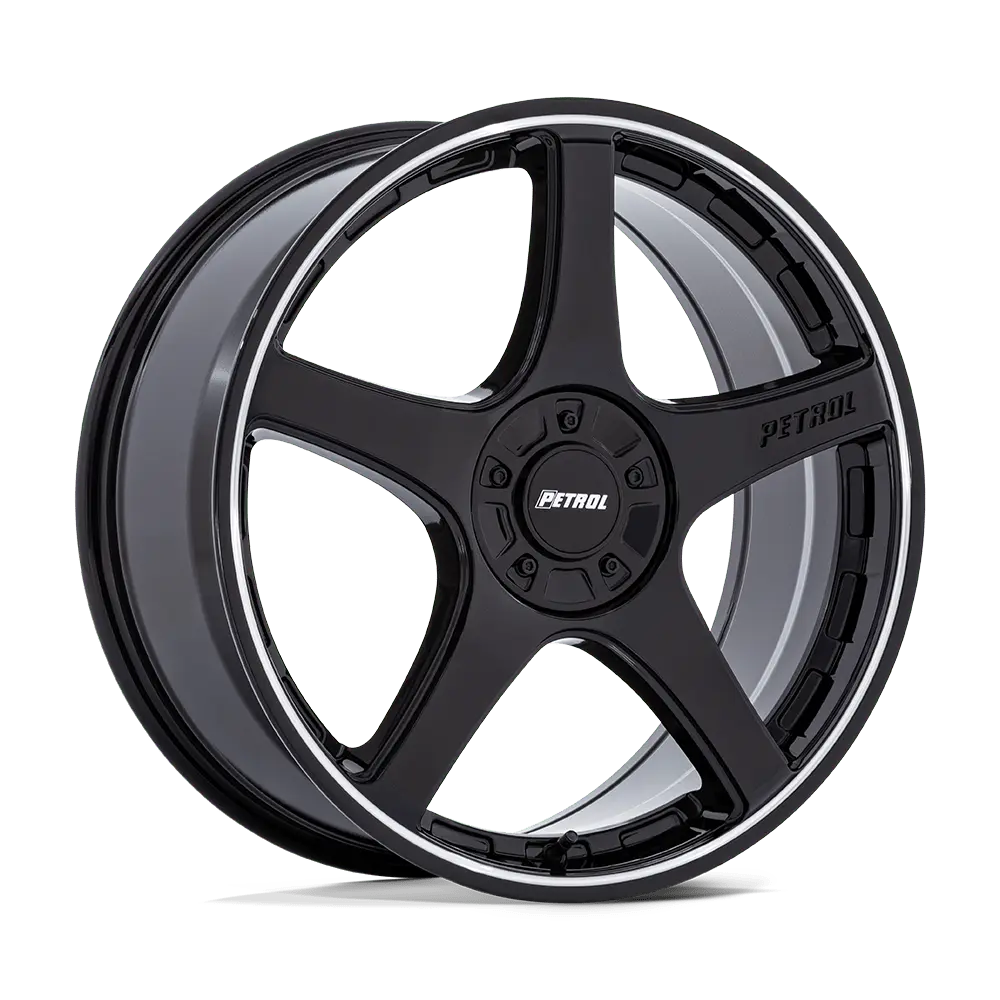 Petrol Wheels PE003 P2E 19X8 5X112 / 5X120 ET 35mm Gloss Black W/ Machined Lip