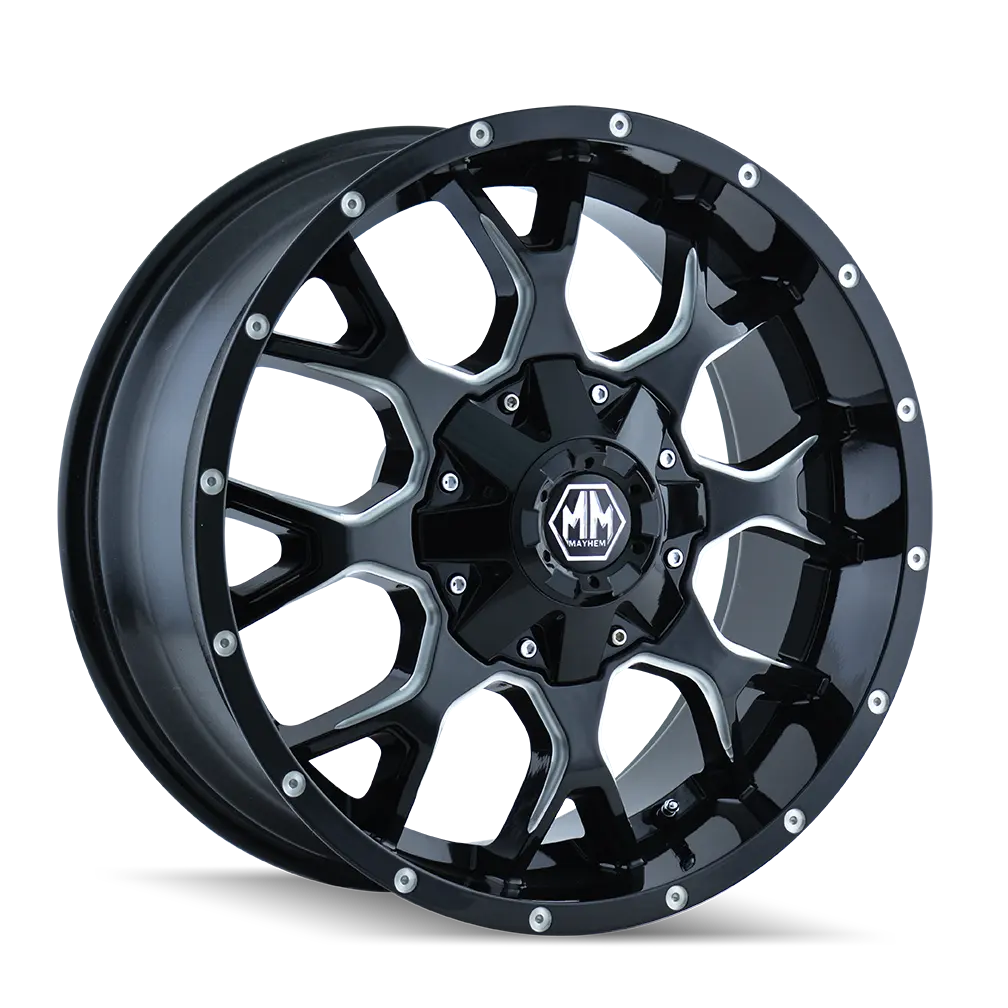 Mayhem Warrior 17X9 5X114.3 / 5X127 ET -12mm Gloss Black Milled