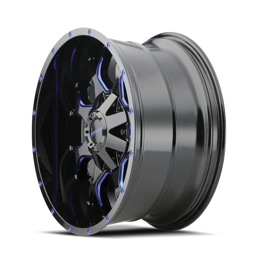 Mayhem Warrior 20X9 6X135 / 6X139.7 ET 0mm Gloss Black Milled Prism Blue miniature 2