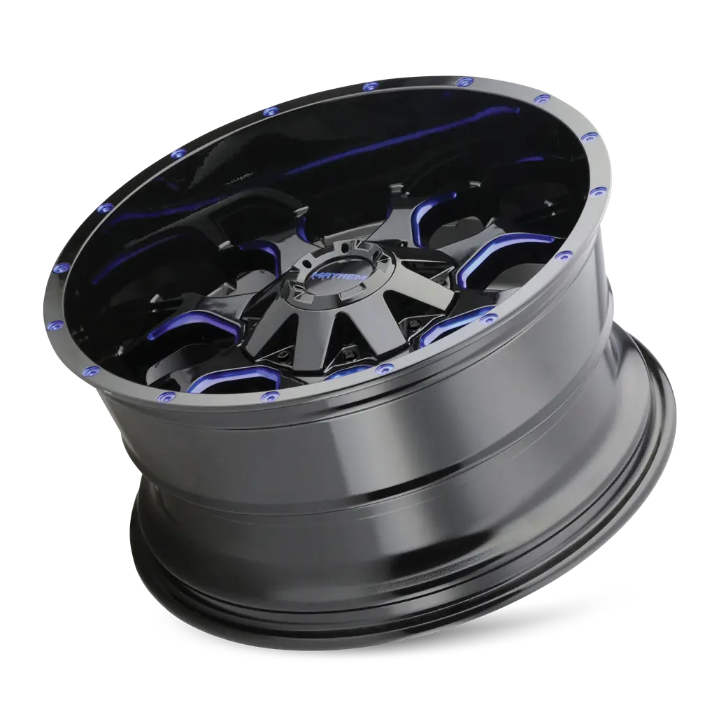 Mayhem Warrior 20X9 6X135 / 6X139.7 ET 0mm Gloss Black Milled Prism Blue miniature 3