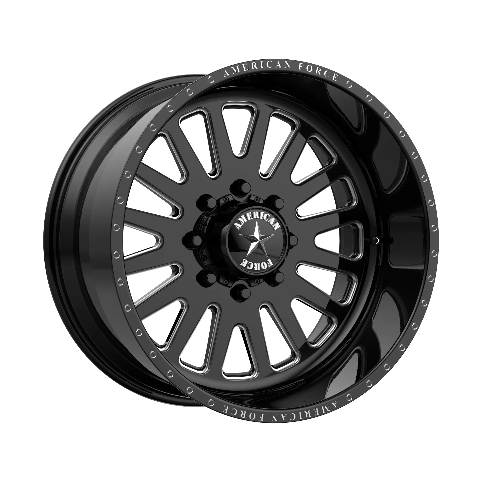 American Force AFW Atom 22X11 8X165.1 0mm Gloss Black Mill-Mach - image principale du produit