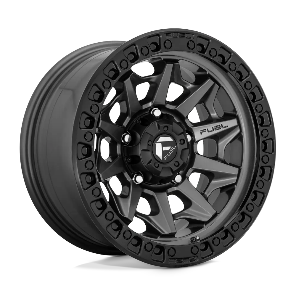Fuel Off-Road D716 Covert 16X8 5X139.7 ET 1mm Matte Gunmetal with Black Bead Ring
