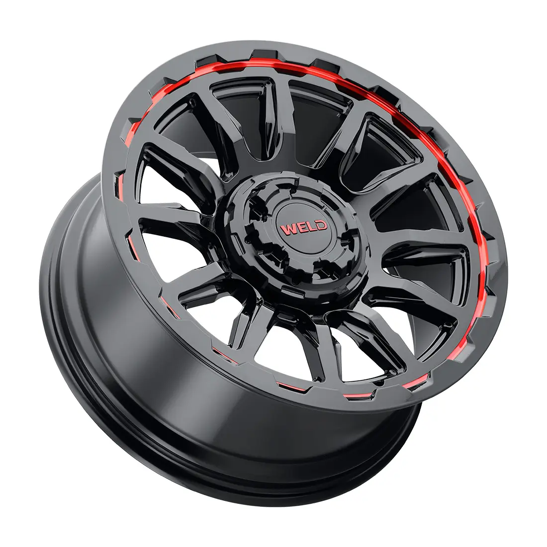 WELD Off-Road Gauntlet 20X10 5X114.3 / 5X127 ET -18mm Gloss Black Milled Red miniature 3