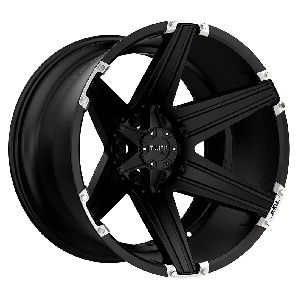 Tuff T12 20X12 6X139.7 ET -45mm Satin Black W/ Brushed Inserts