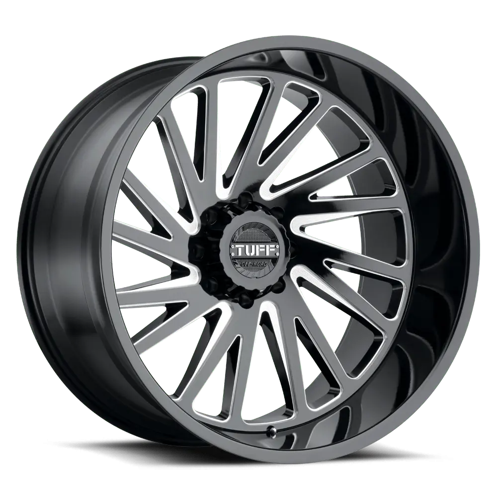 Tuff T2A 20X12 5X127 ET -45mm Gloss Black W/ Milled Spokes