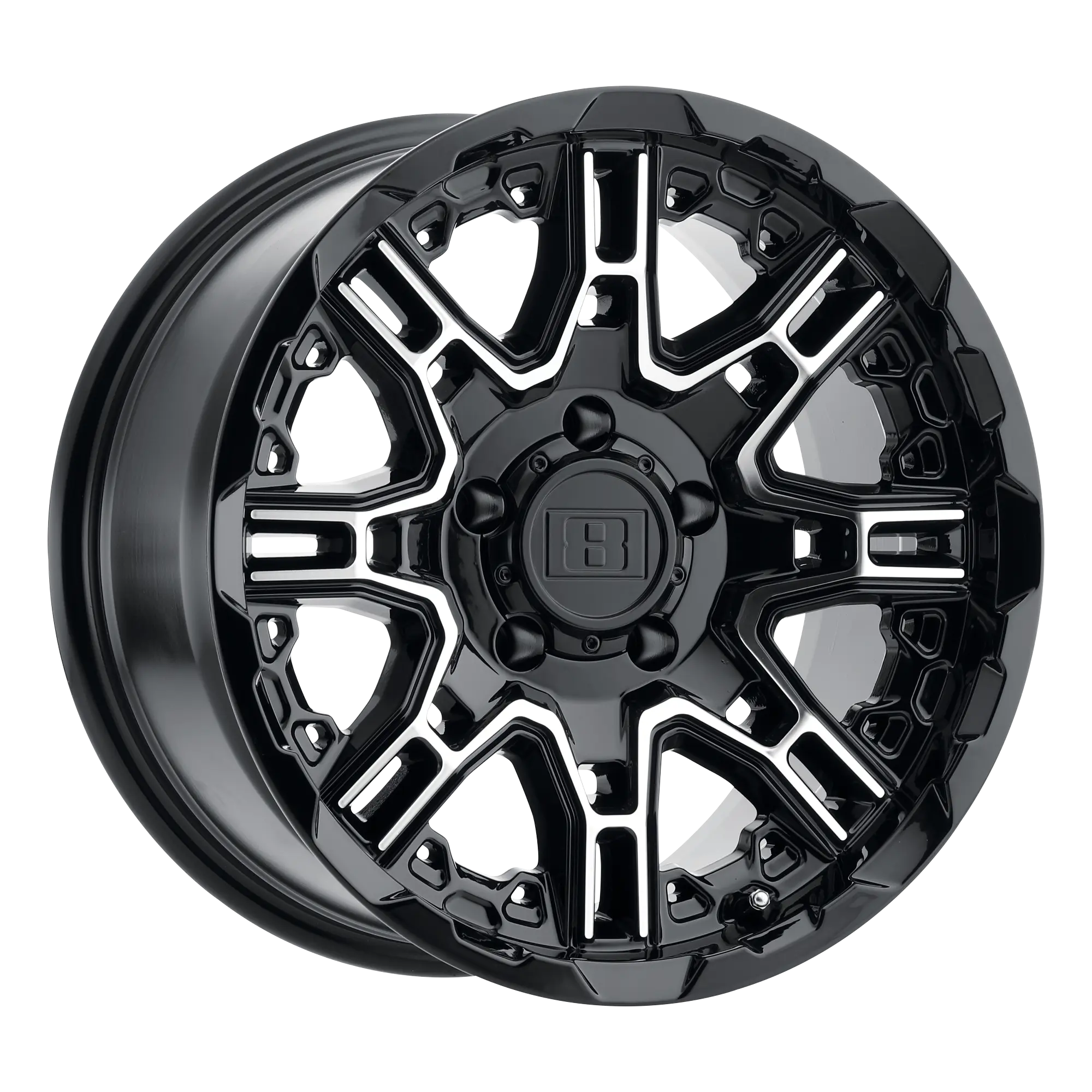 Level 8 Slingshot 16X8.5 6X135 ET -10mm Gloss Black W/ Machined Face