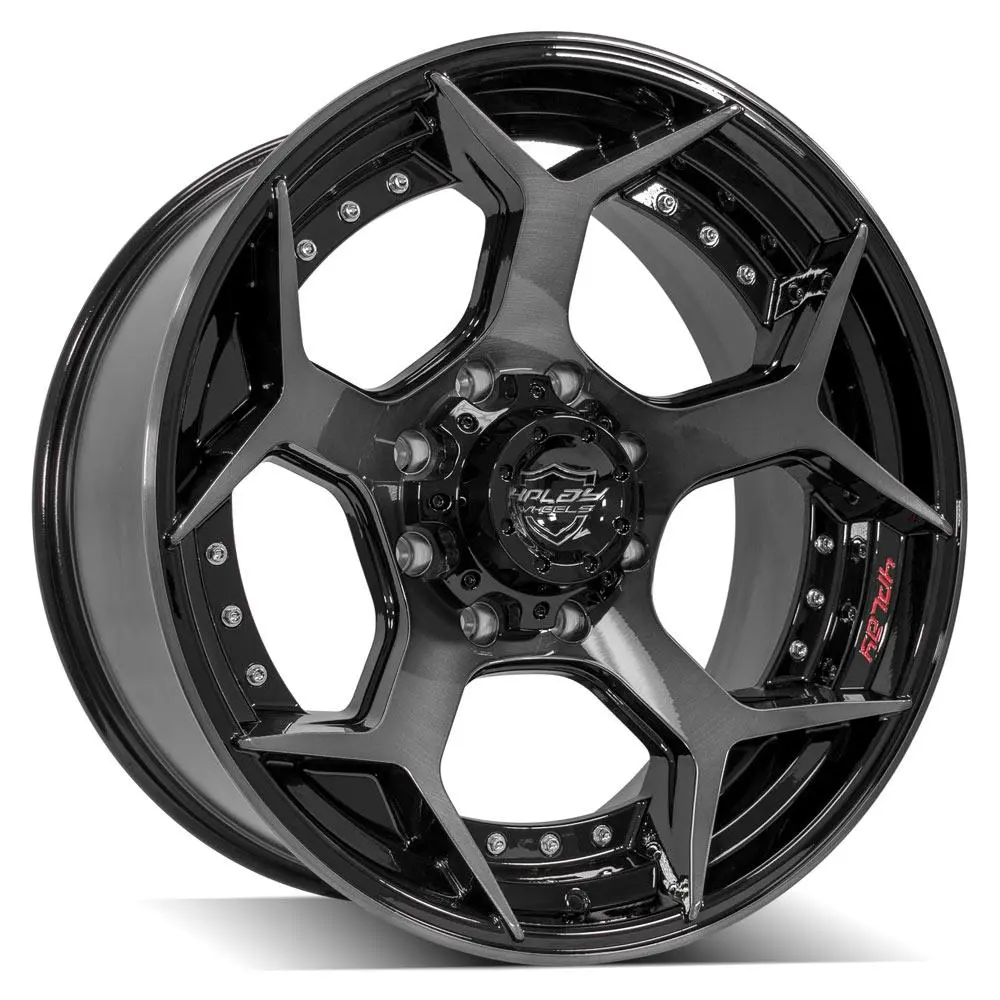 4Play 4P50 20X10 8X170 ET-24mm Gloss Black Brushed with Tinted Clear miniature 3
