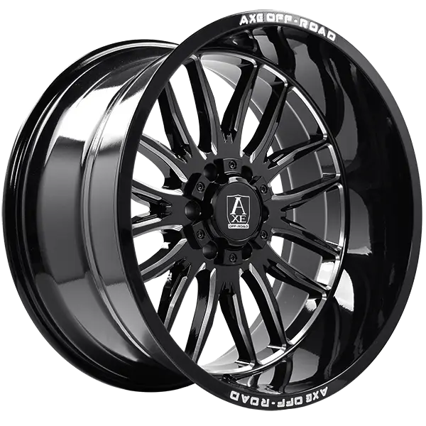 AXE Wheels Hades 20X9.5 6X135 / 6X139.7 ET 15mm Gloss Black - Milled Edge