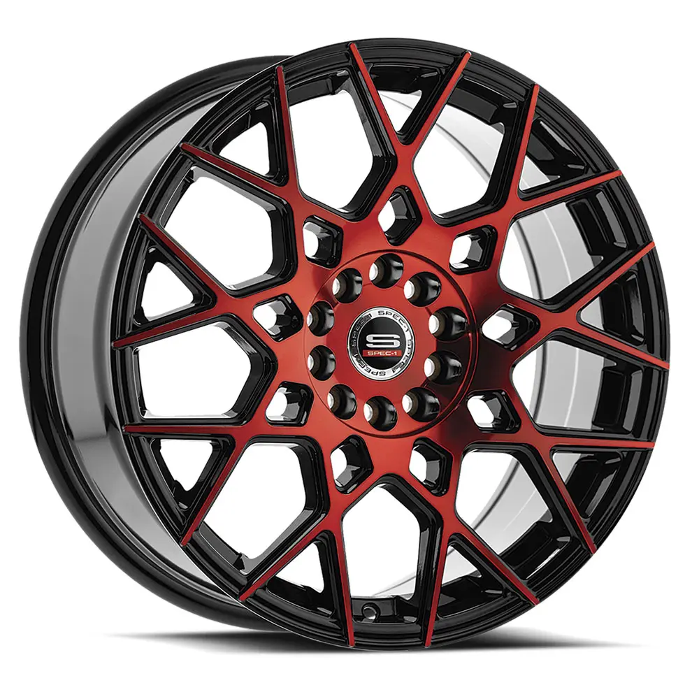 SPEC-1 Wheels SP-52 20X8.5 5X114.3 / 5X120.65 ET 38mm Gloss Black & Red Machined