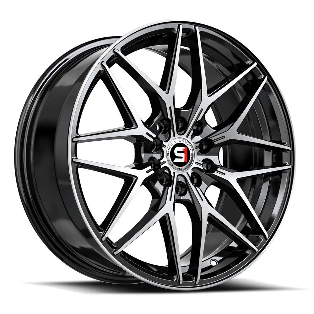 SPEC-1 Wheels SP-60 18X8 5X112 / 5X114.3 ET 38mm Gloss Black & Machined