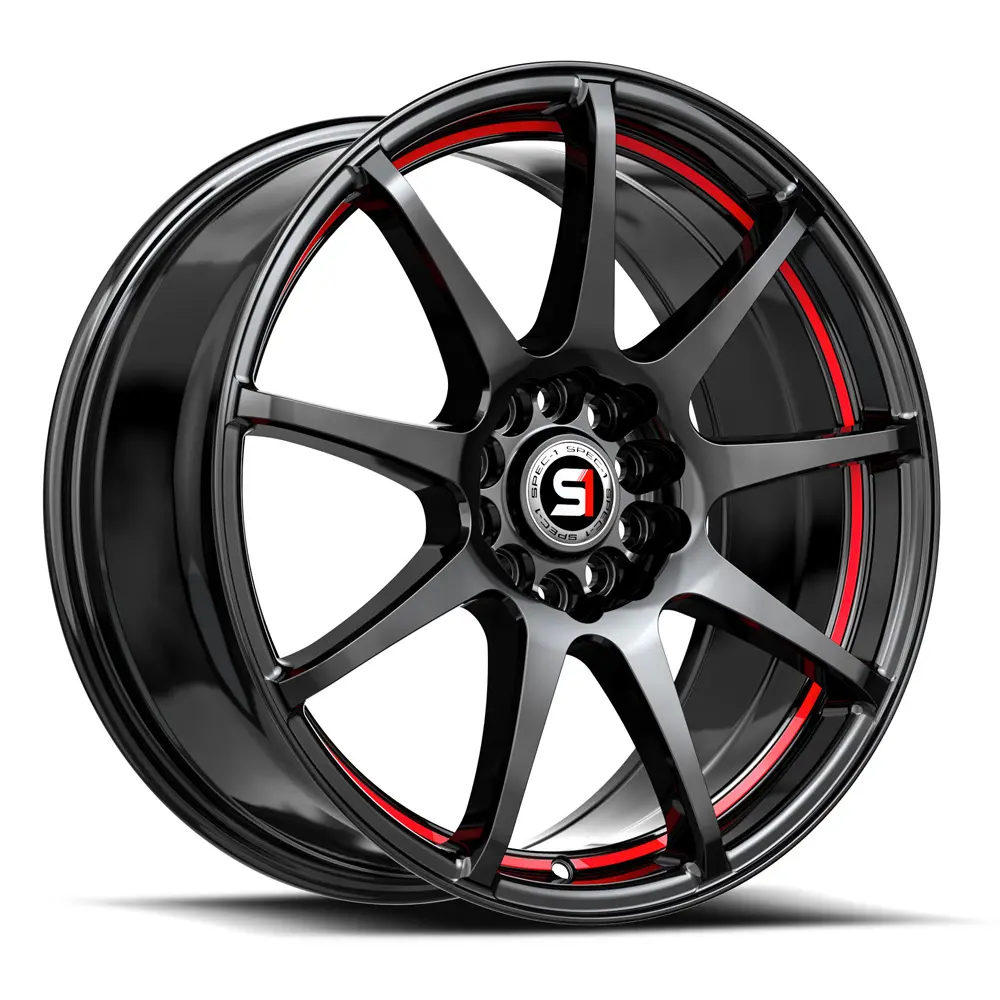SPEC-1 Wheels SP-67 18X8 4X100 / 4X114.3 ET 38mm Gloss Black & Red Line - main product image