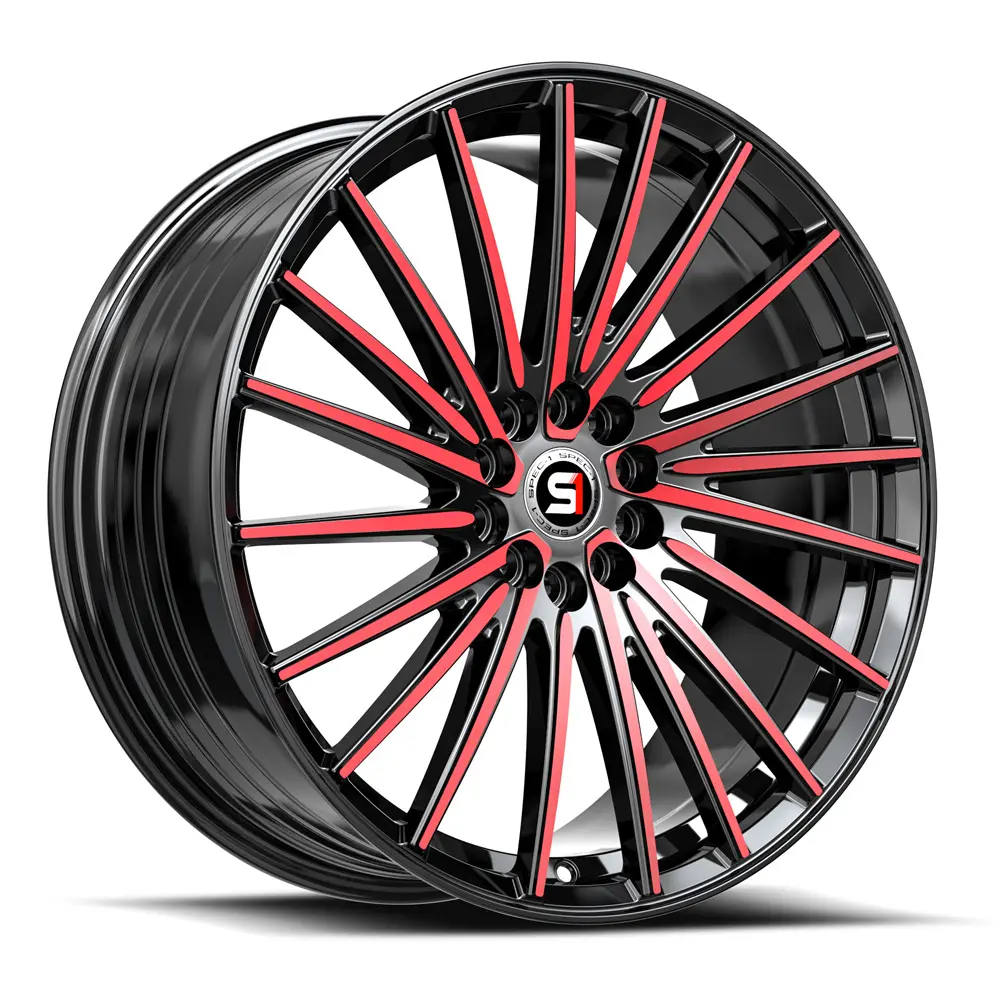 SPEC-1 Wheels SP-68 17X7.5 5X110 / 5X114.3 ET 42mm Gloss Black & Red Machined