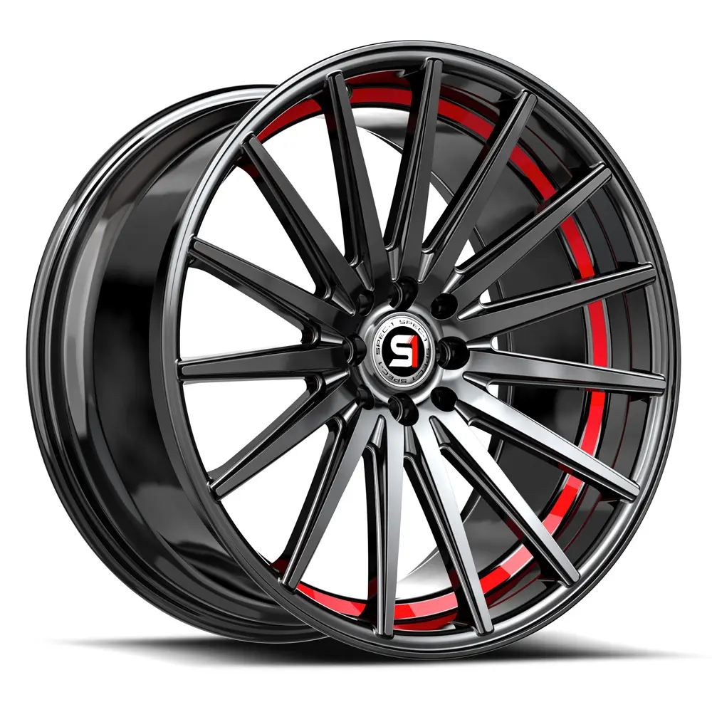 SPEC-1 Wheels SP-69 18X8 5X110 / 5X114.3 ET 38mm Gloss Black & Red Undercut
