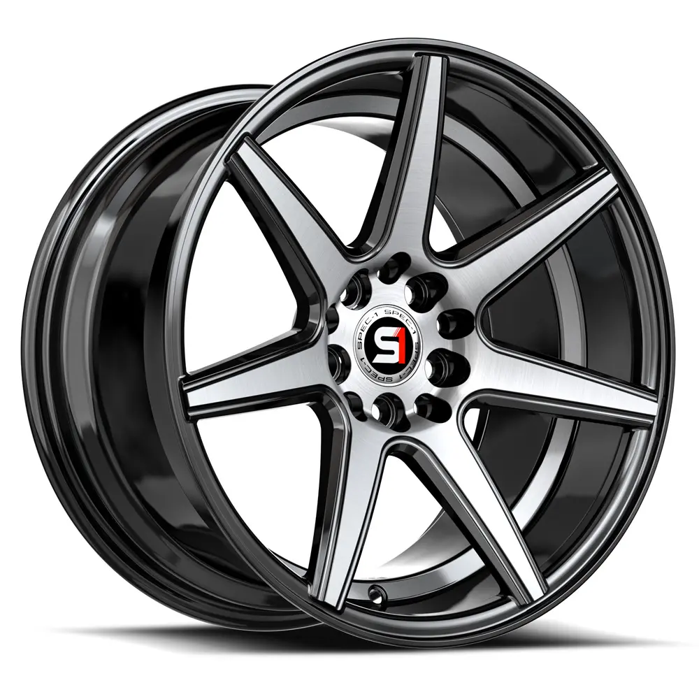 SPEC-1 Wheels SP-73 17X7.5 5X105 / 5X114.3 ET 42mm Gloss Black & Machined & Undercut