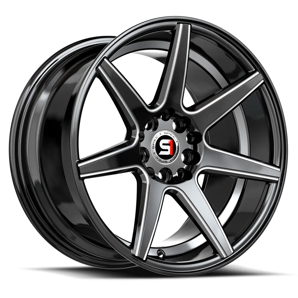SPEC-1 Wheels SP-73 17X7.5 5X114.3 / 5X120 ET 42mm Gloss Black Milled & Undercut