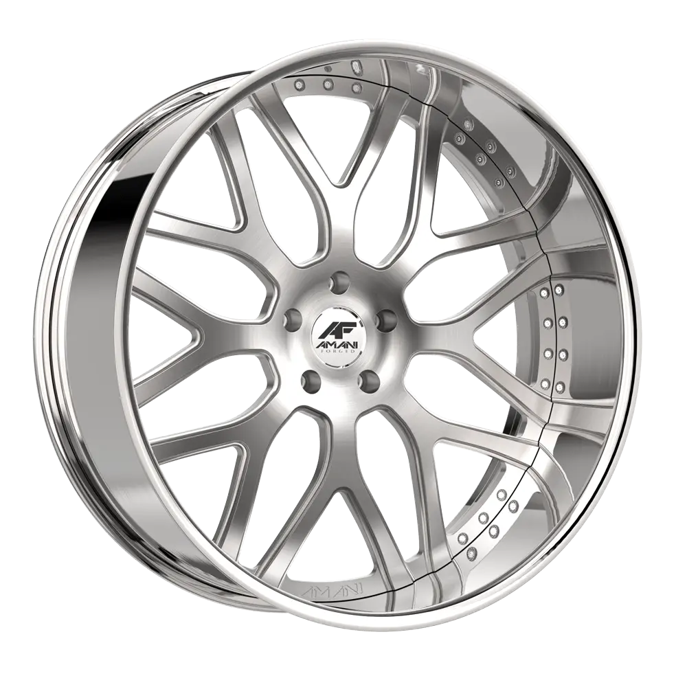 Amani Forged Wheels Allora 24X9 5X120.65 / 5X127 ET 15mm Brush Center Chrome Lip