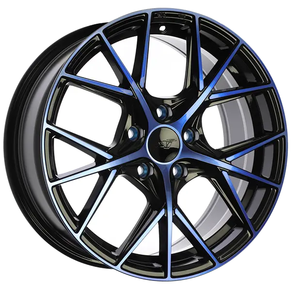 DAI Wheels A-Spec 16X7.0 5x100 39mm Gloss Black - Machined Face - Blue Face - image principale du produit