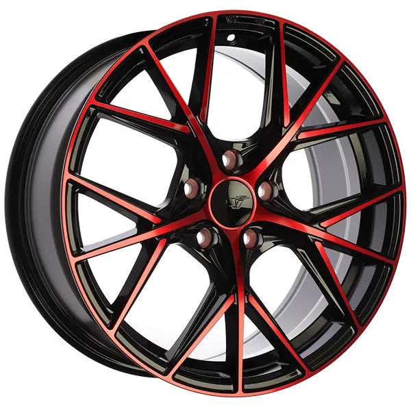 DAI Wheels A-Spec 18X8.0 5x114.3 45mm Gloss Black - Machined Face - Red Face - image principale du produit