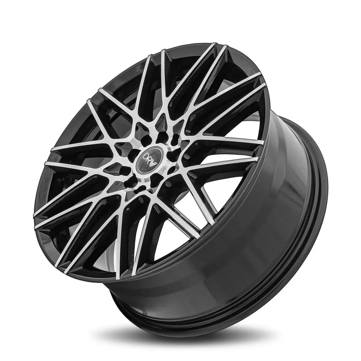 DRW D17 17X7 4X108 / 4X114.3 ET 40mm Gloss Black Machine Face miniature 3