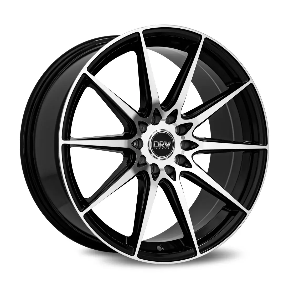 DRW D19 18X8 5X108 / 5X114.3 ET 38mm Gloss Black Machine Face
