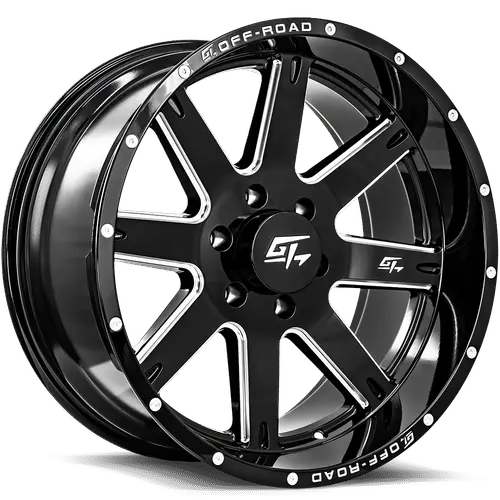 GT Offroad Invasion 17X9 8X165.1 ET 12mm Gloss Black Milled