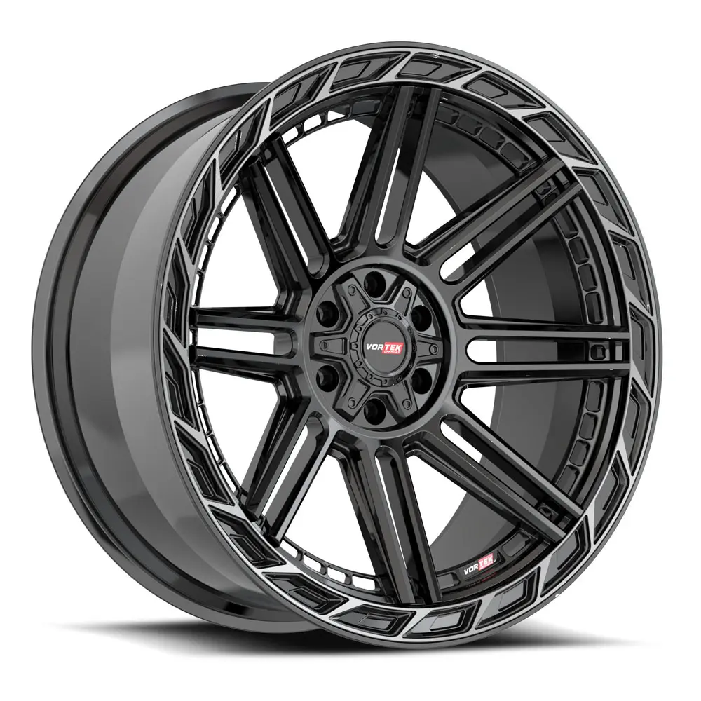 Vortek VRP-501 20X9 6X135 / 6X139.7 ET 0mm Gloss Black Center & Diamond Cut Ring With Dark Tint