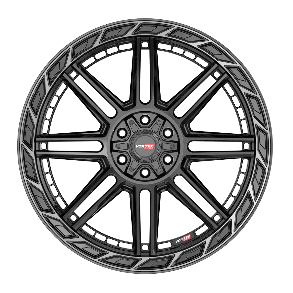 Vortek VRP-501 24X11 6X135 / 6X139.7 ET -24mm Black Diamond Cut Ring W/ Dark Tint thumbnail 3