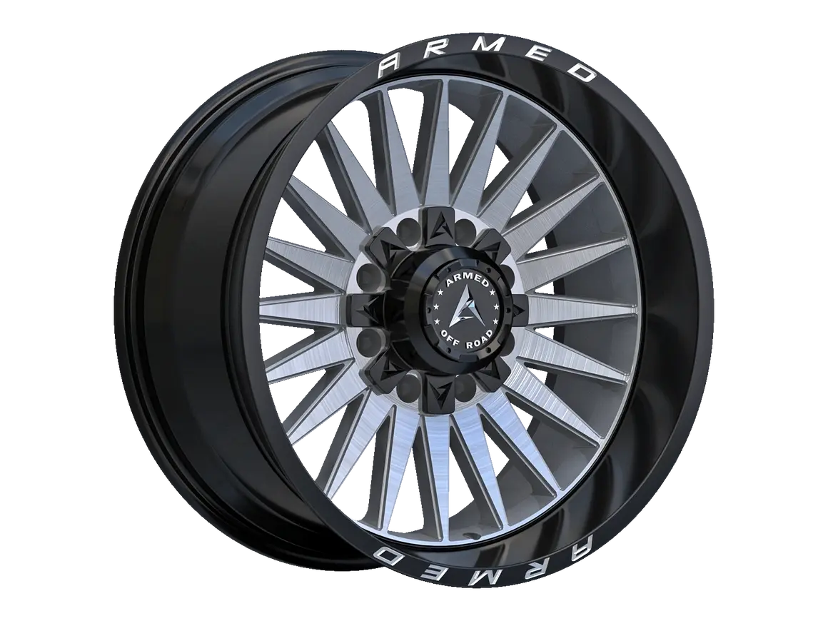 Armed Wheels Hostile 20X10 6X135 / 6X139.7 ET -18mm Gloss Silver Brushed Face With Black Lip
