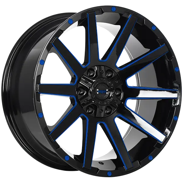 Ruffino HARD Sinner 20X9 6X135 / 6X139.7 ET 0mm Gloss Black - Blue Milling - image principale du produit