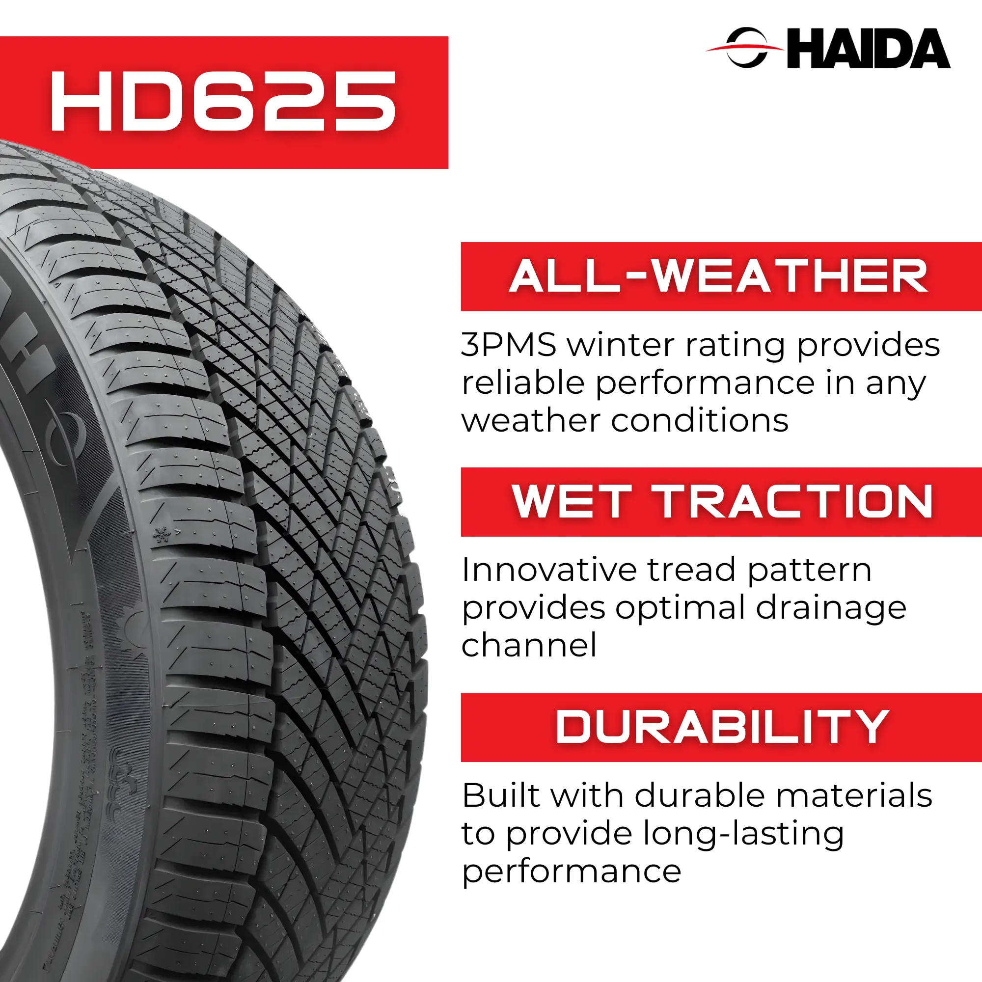 195/65R15 Haida HD625 All-Weather 4 Season 91H miniature 4