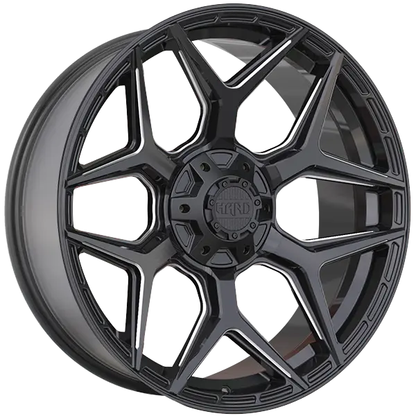 Ruffino HARD Xplorer 22X9.5 6X135 / 6X139.7 ET 15mm Gloss Black & Milled Edge - main product image