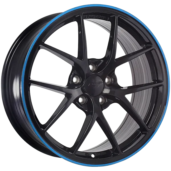 DAI Wheels Sky 17X7.5 5X114.3 40mm Gloss Black - Blue Line - image principale du produit