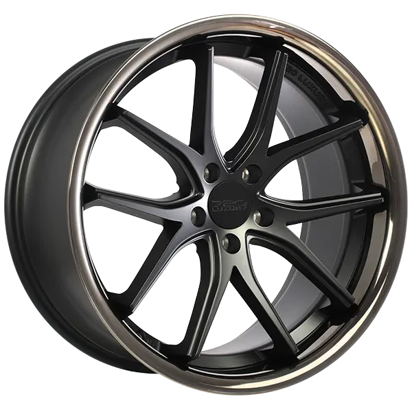 720Form Vanquish 19X8.5 5X112 ET 25mm Satin Black - Black Stainless Lip