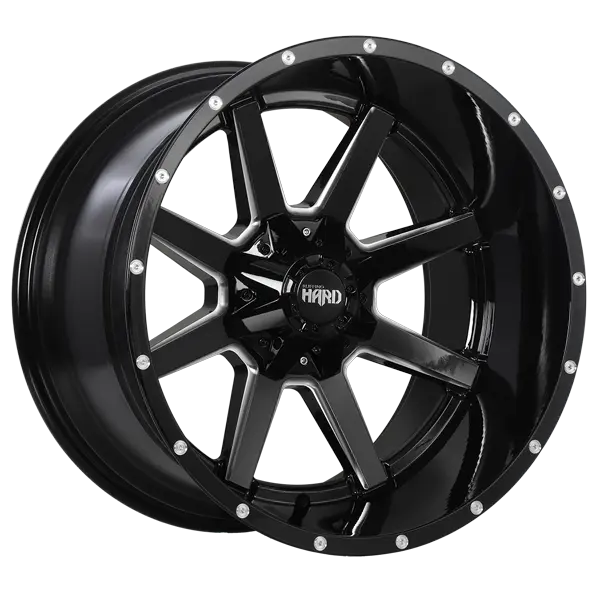 Ruffino HARD Jolt 20X12 6X139.7 ET -44mm Gloss Black - Milled Edge - image principale du produit
